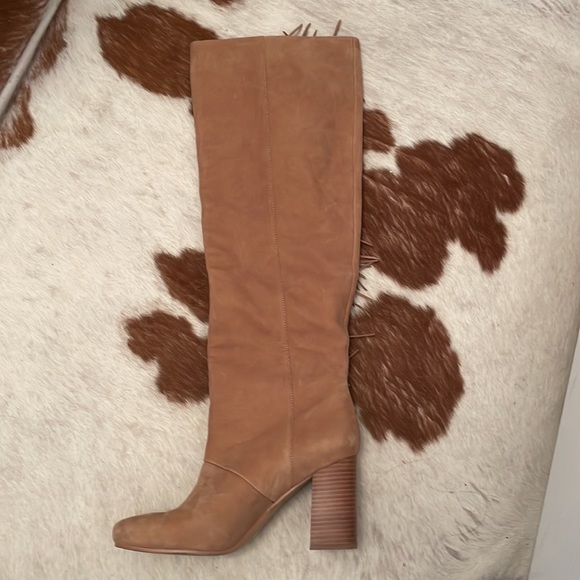 Sam Edelman vegan leather high fringe boot with stacked wood heel, rubber sole - Picture 14 of 16